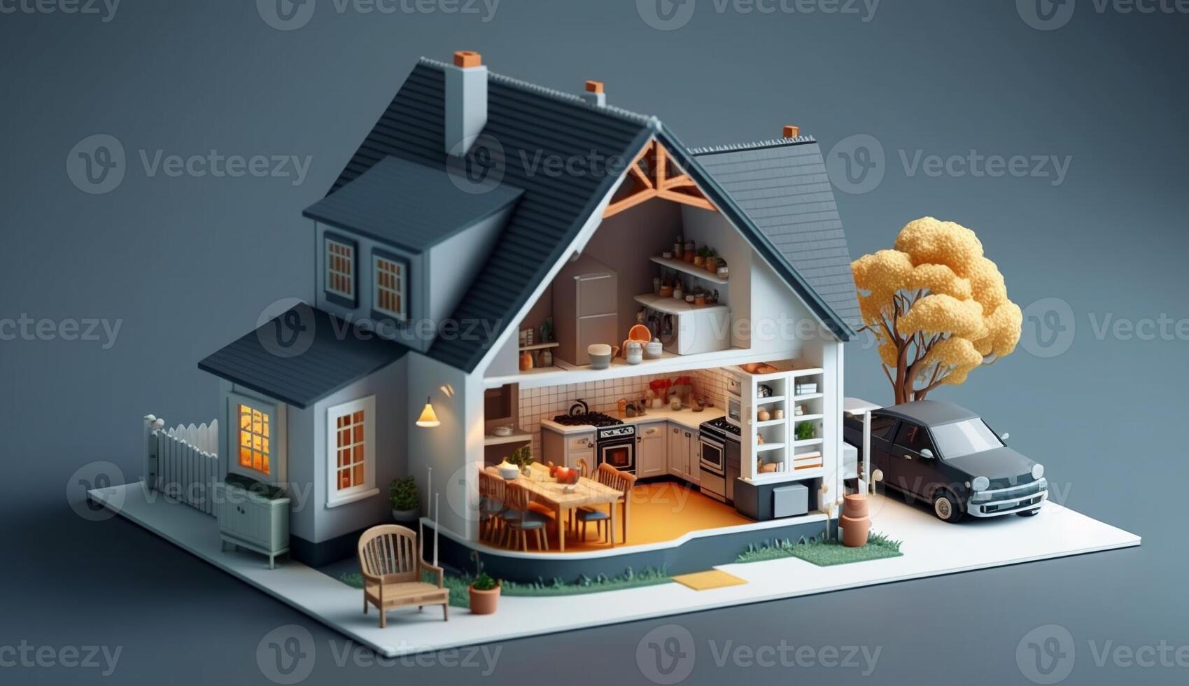 Home model with home loan concept, . photo