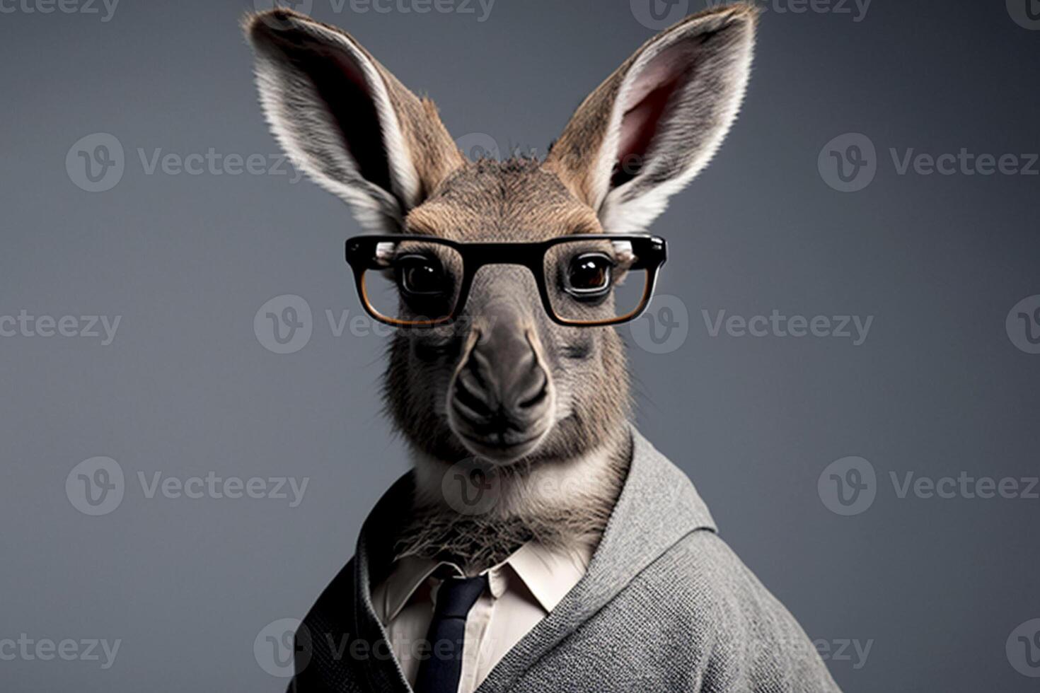 Portrait of a donkey with glasses and a formal suit. . photo