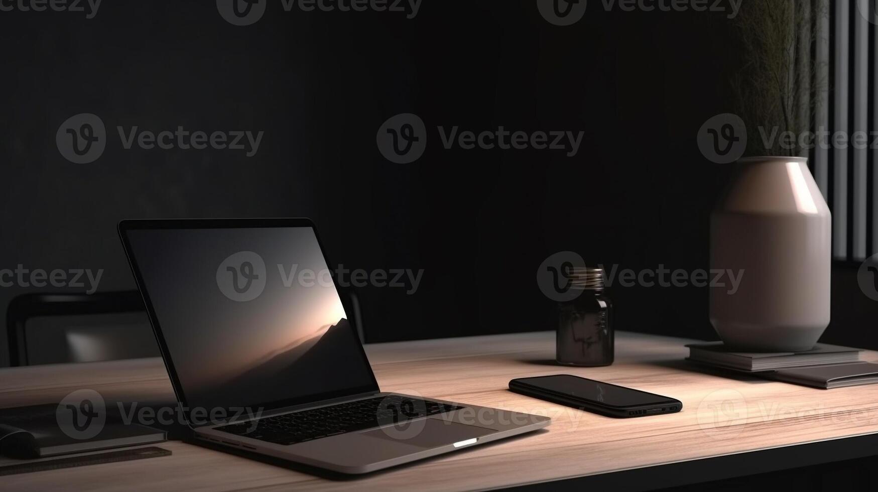 Laptop screen mockup, Technology business strategy and digital marketing concept. . photo