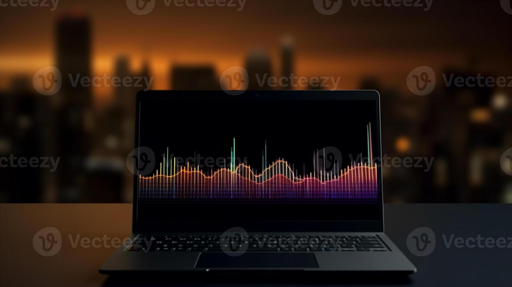 Notebook or laptop screen mockup, Technology business strategy and digital marketing concept. . photo