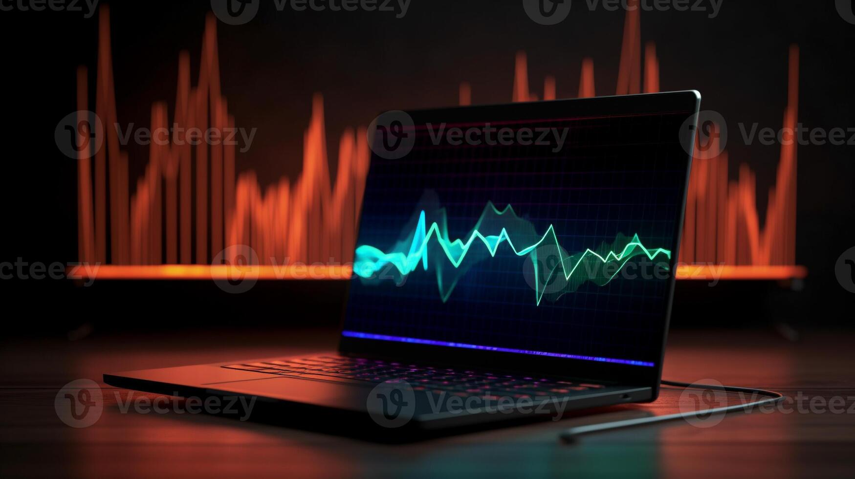 Notebook or laptop screen mockup, Technology business strategy and digital marketing concept. . photo
