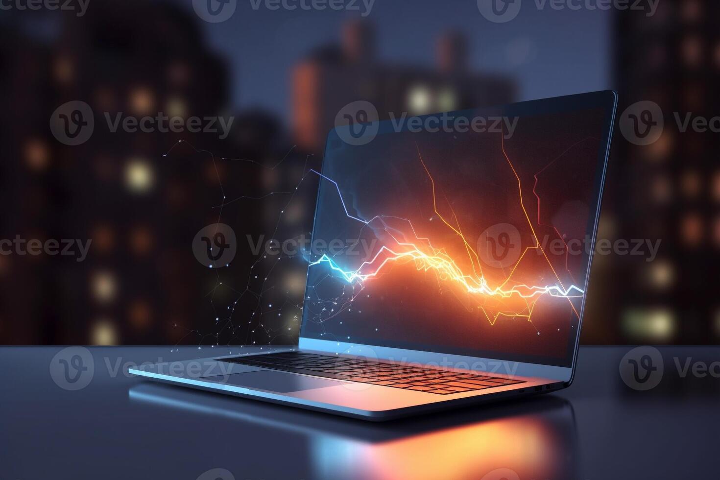 Notebook or laptop screen mockup, Technology business strategy and digital marketing concept. . photo