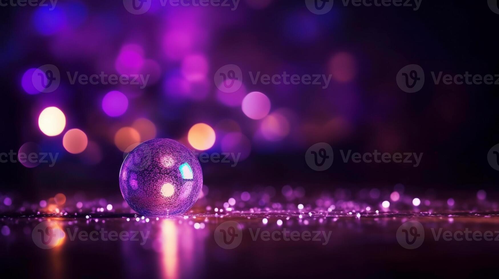 Purple bokeh background image on empty space for text. generative ai. photo