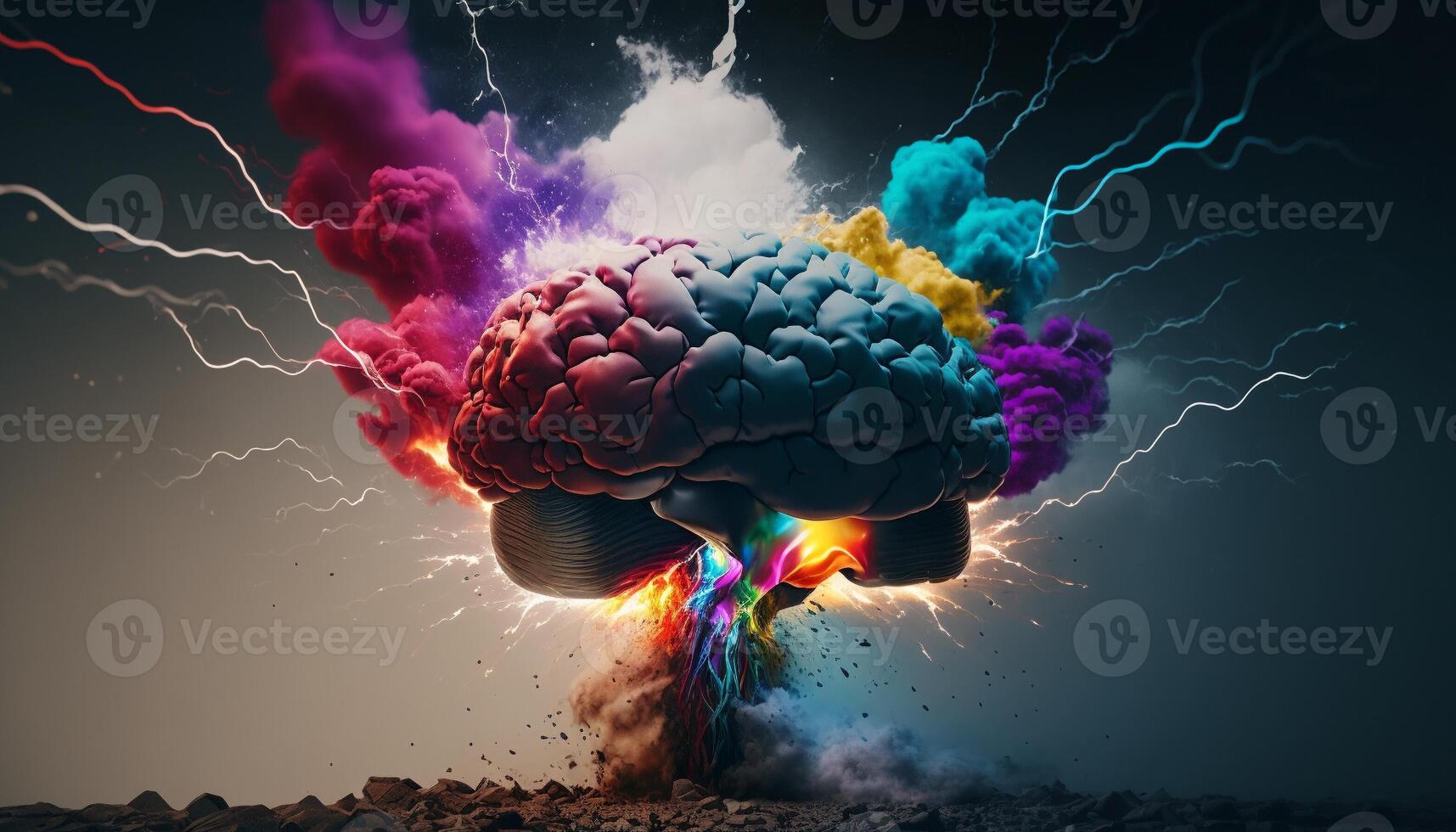 Fantasy illustration of a human brain, . photo