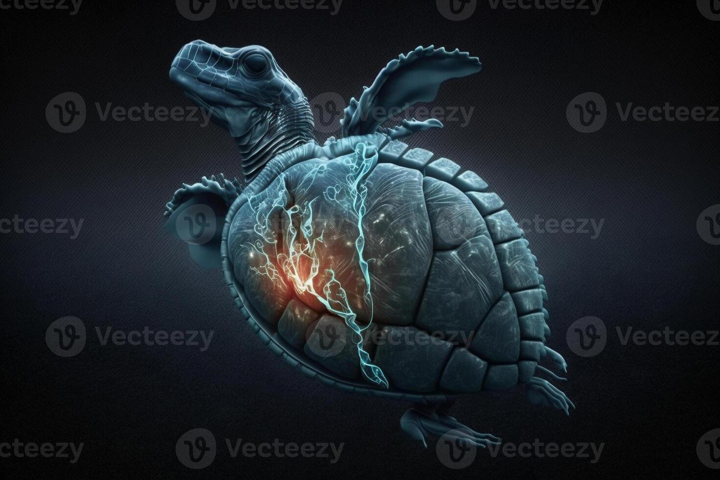 Veterinary concept, pulse, turtle's heartbeat. Generative AI. photo