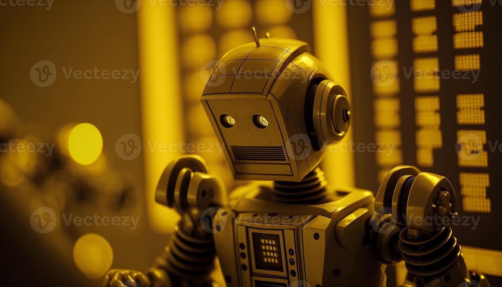 Future business 3d technology robot and stock chart traders, stock chart analysis to beat the market. . photo