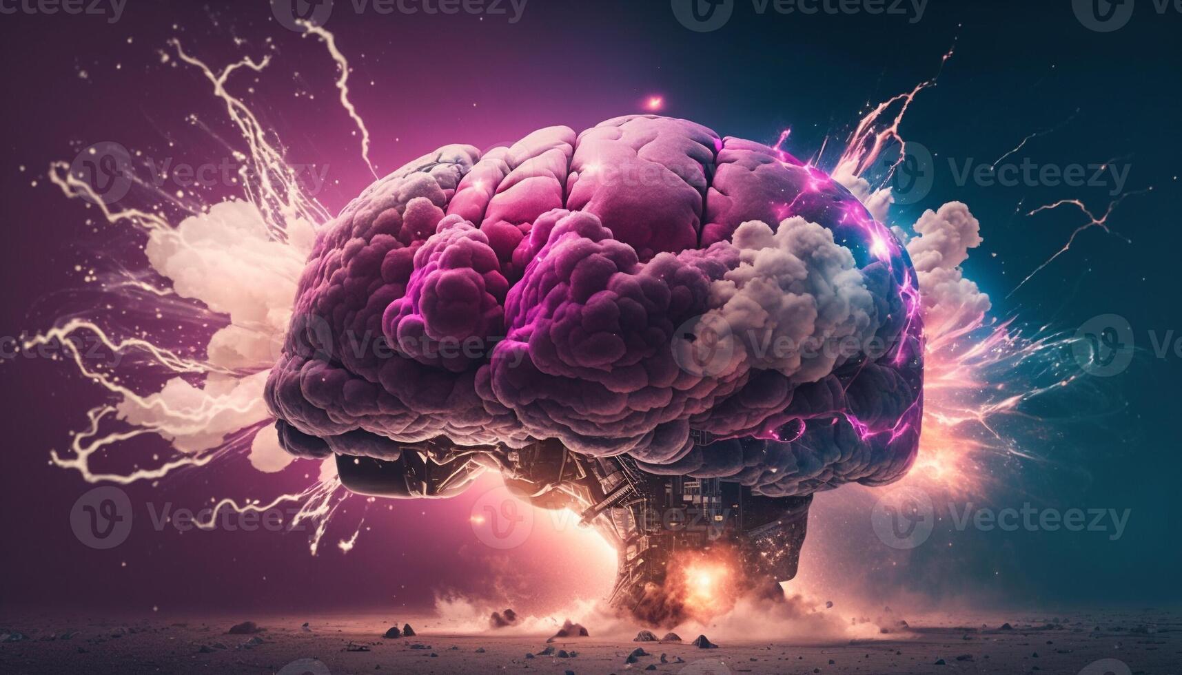 Fantasy illustration of a human brain, . photo