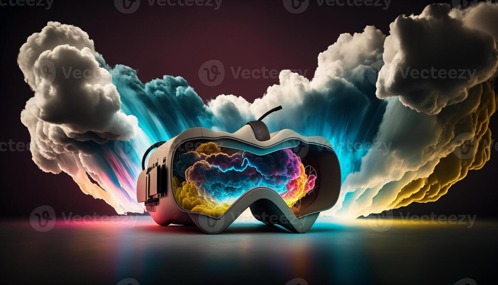 Metaverse, Future game and entertainment digital technology, VR virtual reality glasses. . photo