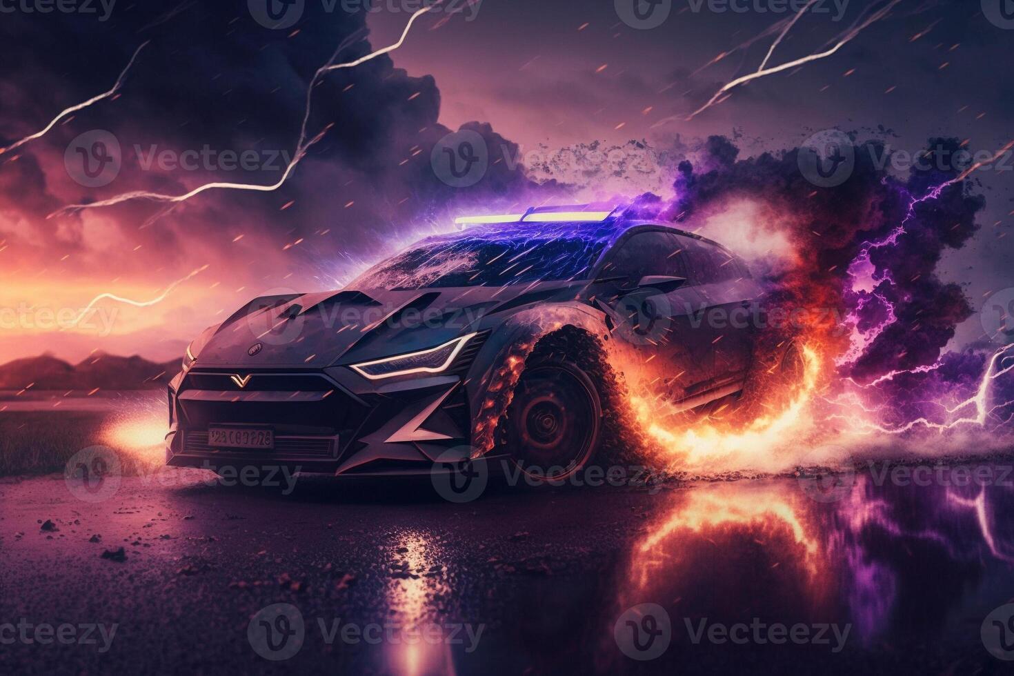 Colorful modern sports car illustration. . photo