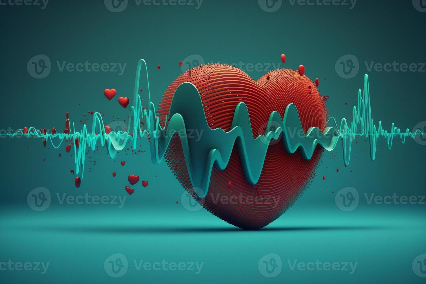 Heart health care technology concept with medical icons. AI Generative. photo