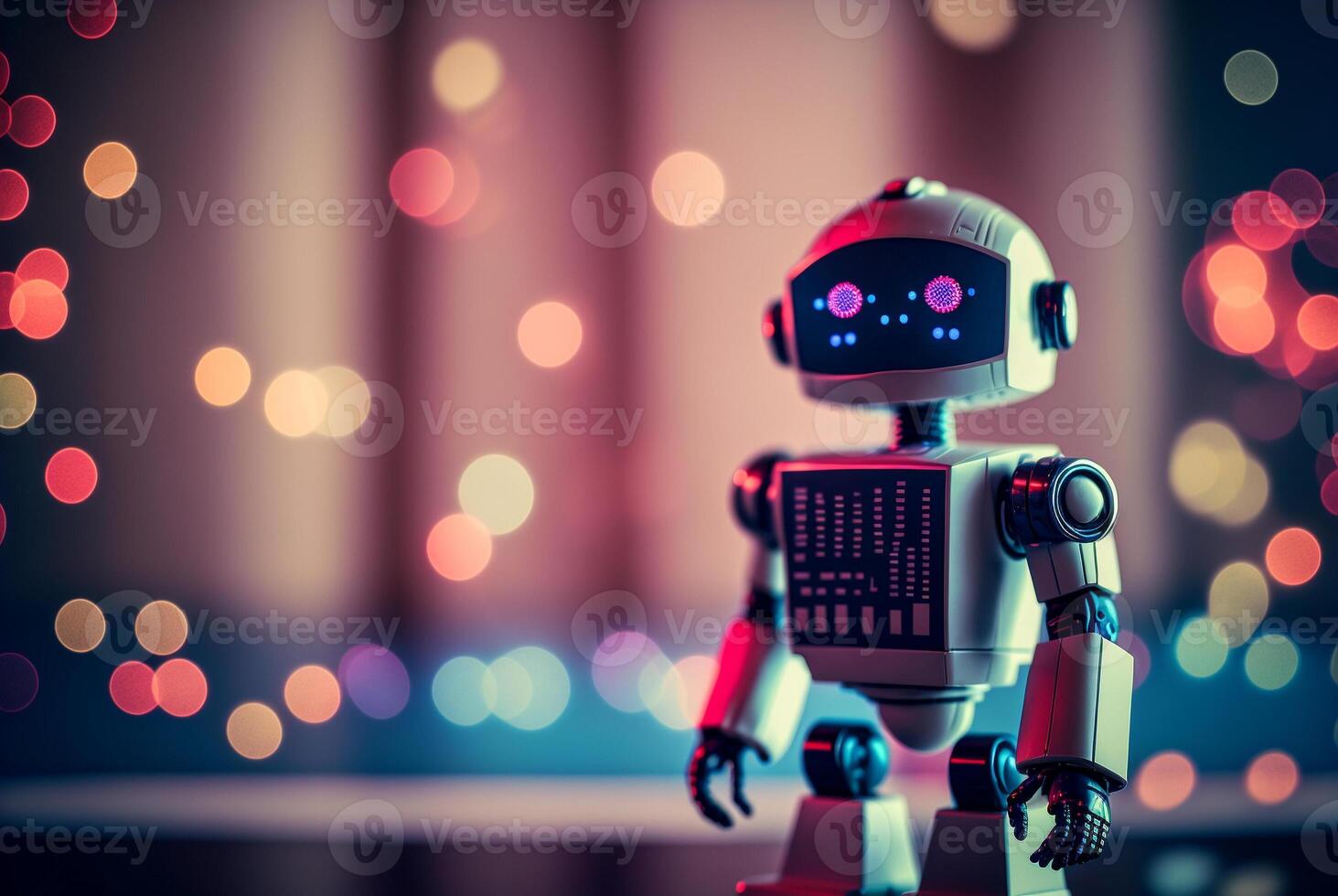 Future business 3d technology robot and stock chart traders, stock chart analysis to beat the market. . photo