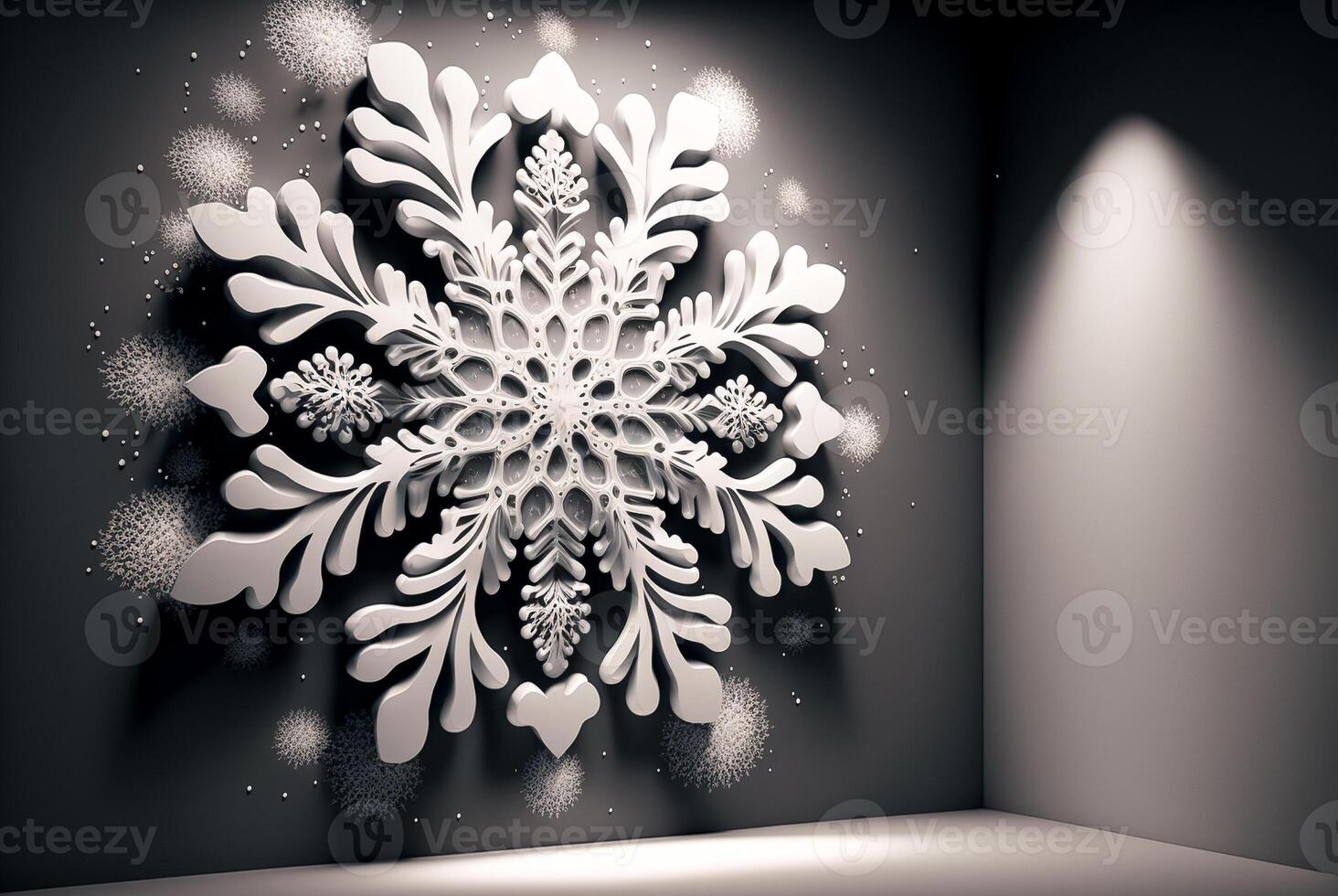 3D snowflakes for New Year and Christmas greeting card design. . photo