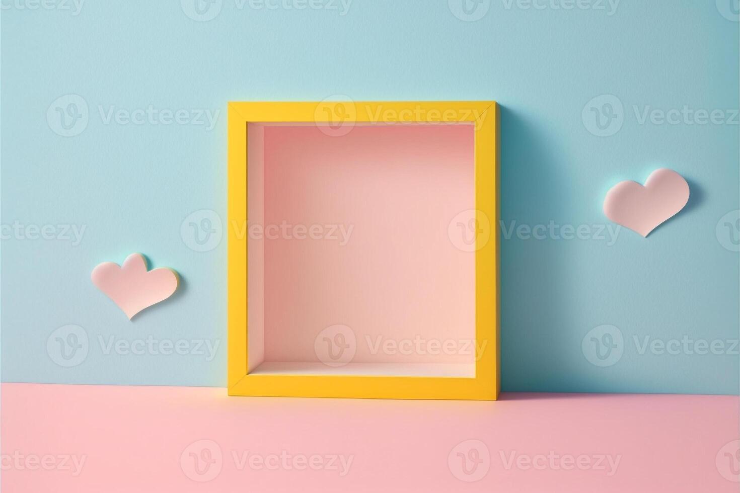 yellow frame for text or pictures inside pink. . photo