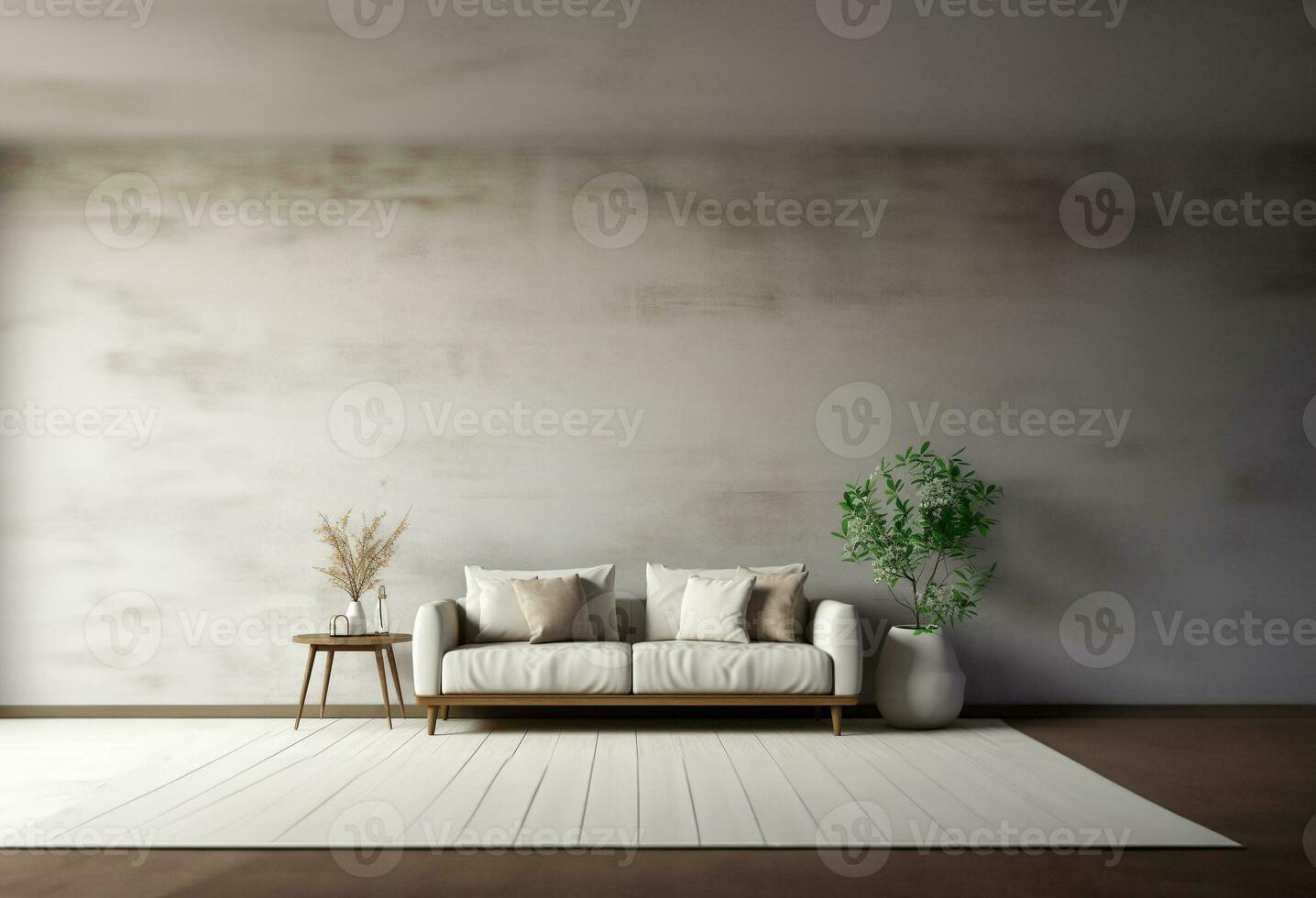 Modern style living room and concrete wall texture background interior design. AI Generative. photo