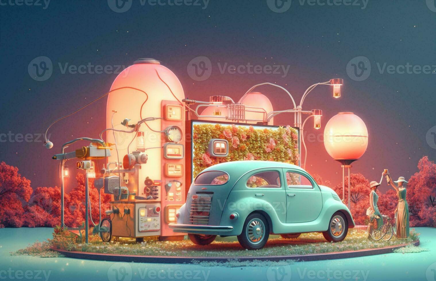 illustration of contemporary  utomobile electricit. Generative AI. photo