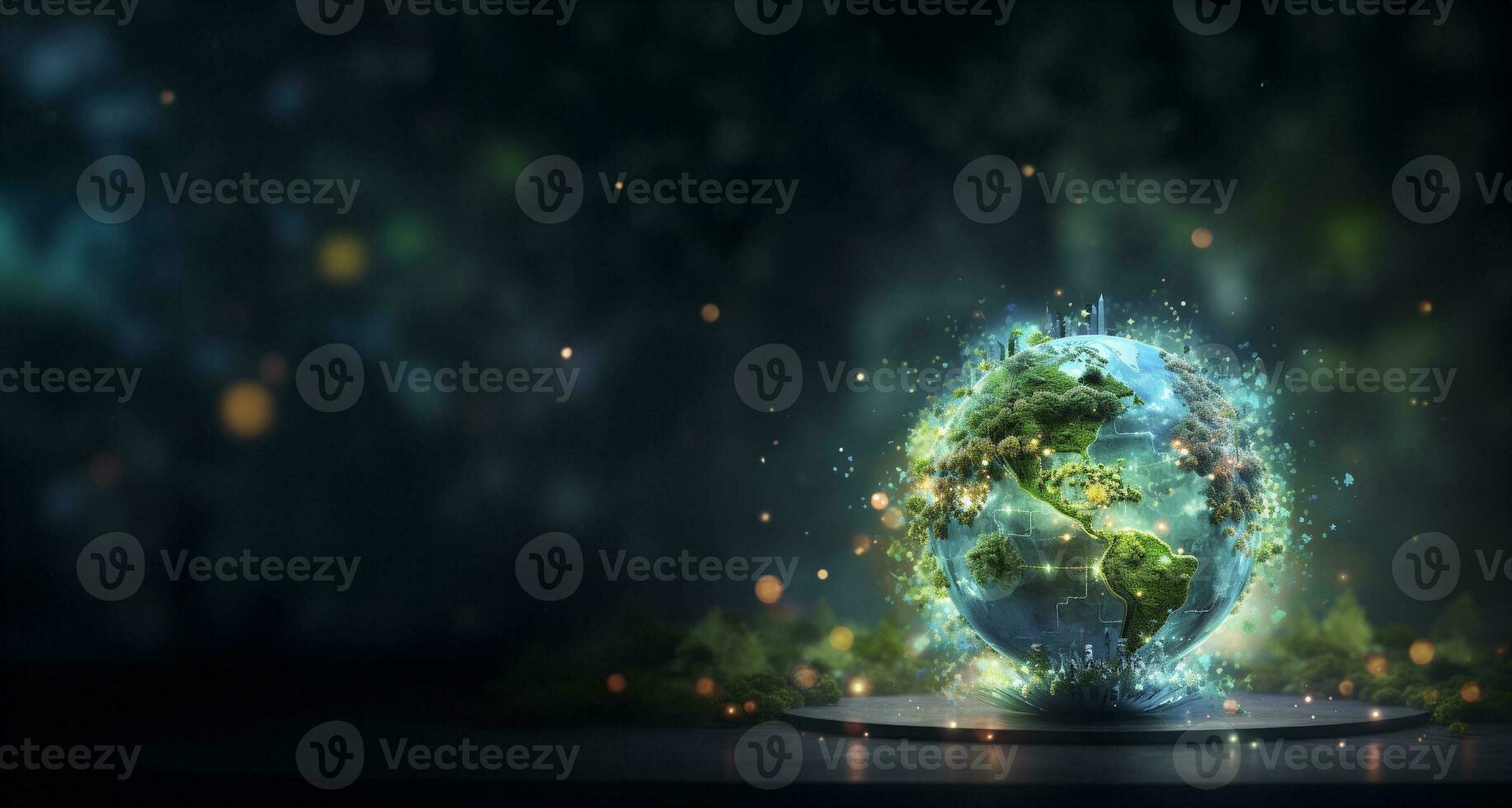concept of saving the earth and energy Planet Earth with leaf texture and Milky Way as background with ecological connections, Generative AI. photo