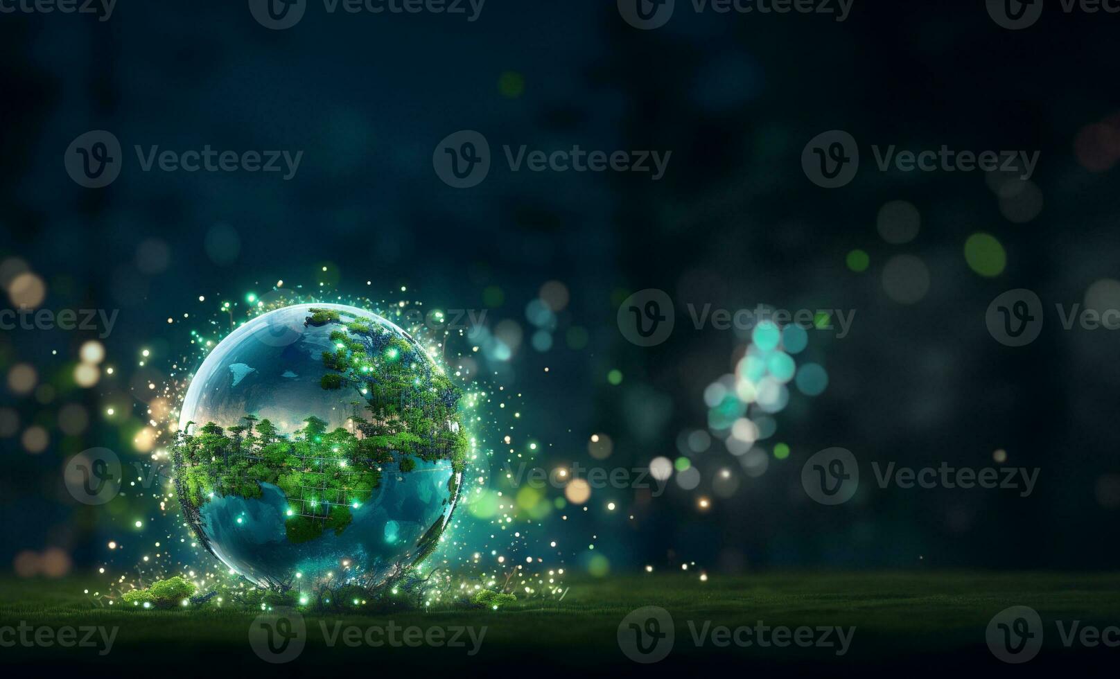 concept of saving the earth and energy Planet Earth with leaf texture and Milky Way as background with ecological connections, Generative AI. photo