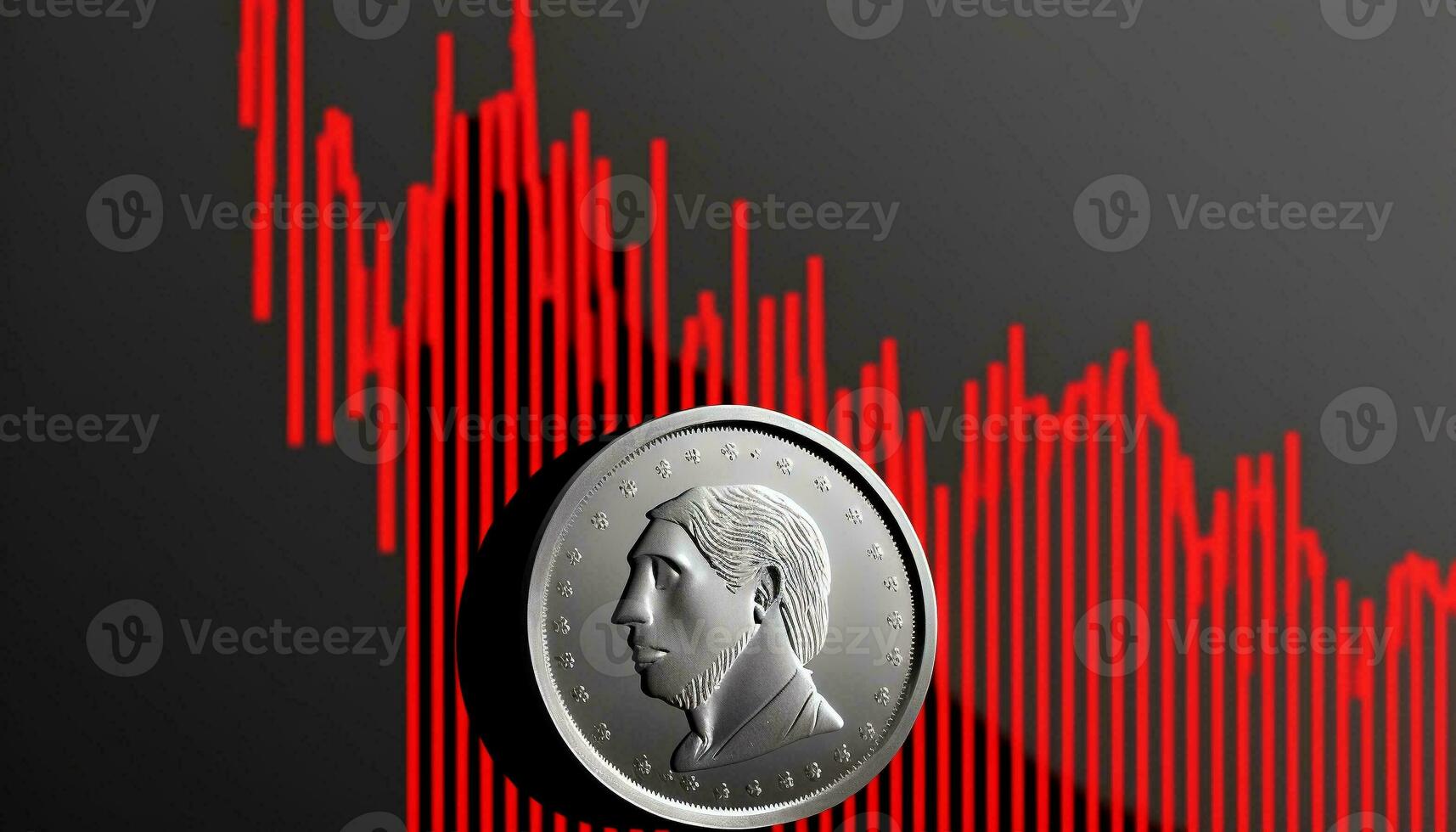 An image of the dollar rate cut. Money symbol with arrow stretched down, profit reduction, income, economy and income, icons for business concepts. Generative AI. photo
