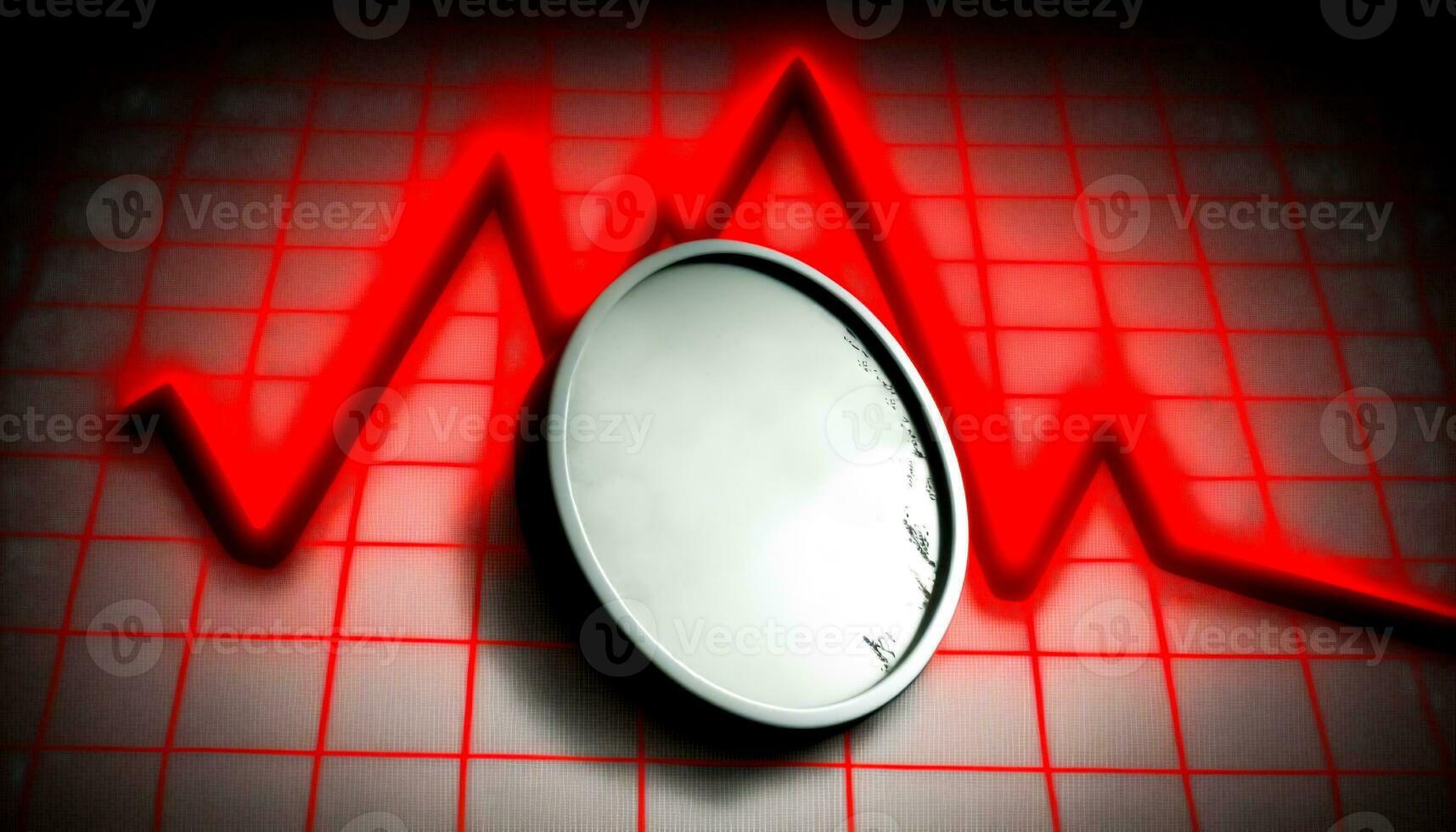 An image of the dollar rate cut. Money symbol with arrow stretched down, profit reduction, income, economy and income, icons for business concepts. Generative AI. photo
