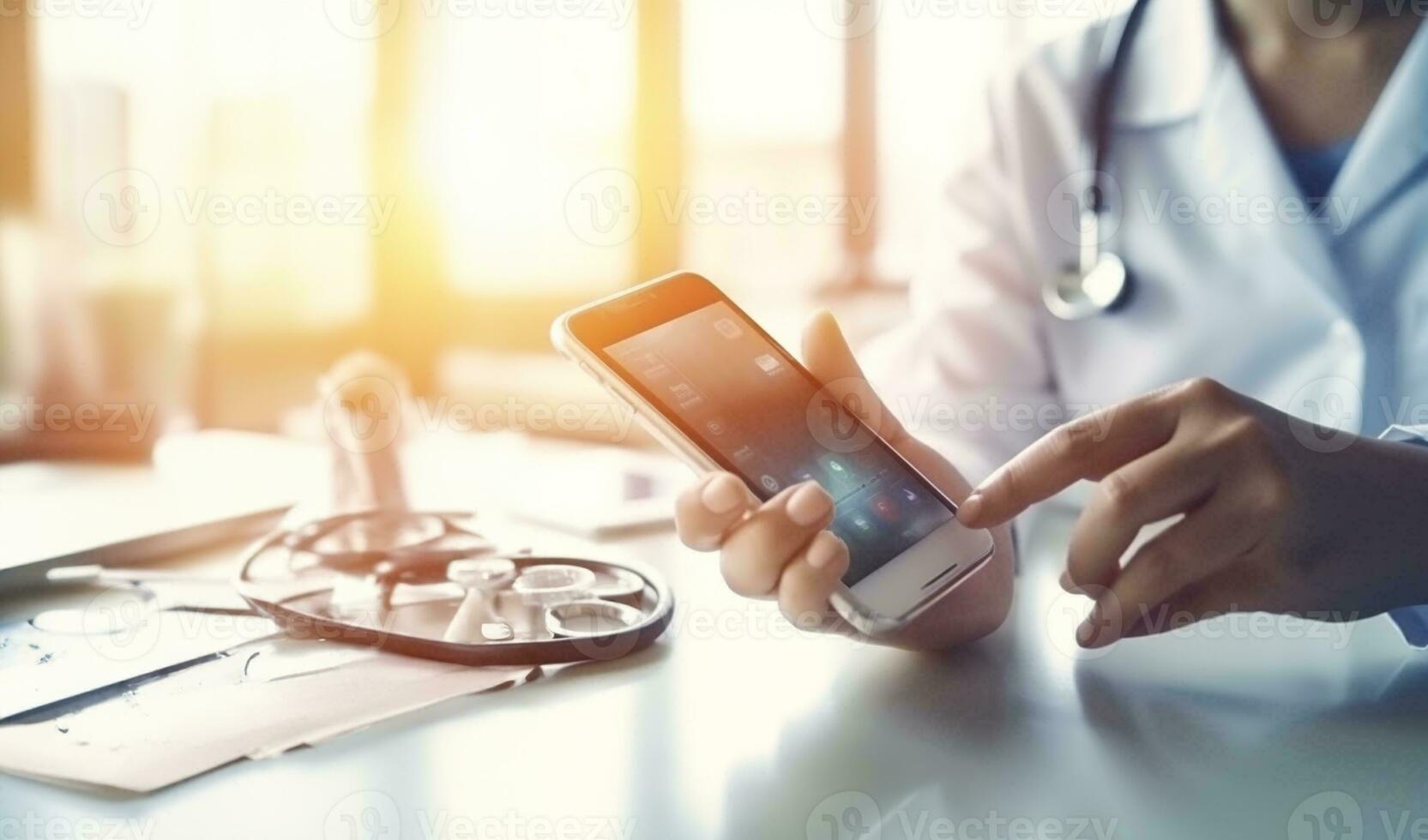Medical abstract background medical digital symbol graphic. Generative AI. photo