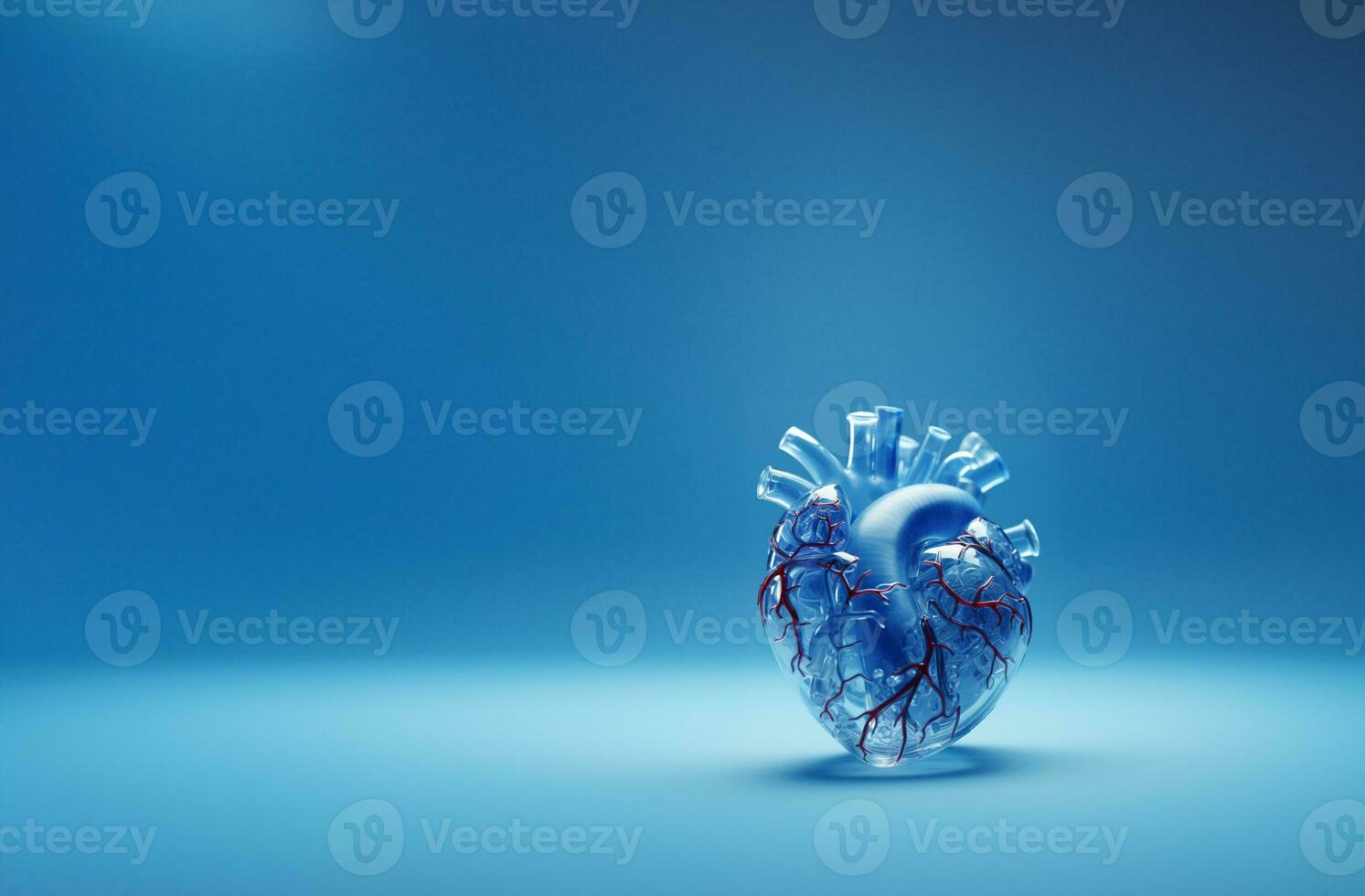 Human heart, medical digital technology, 3D illustration on colorful background. AI Generative. photo