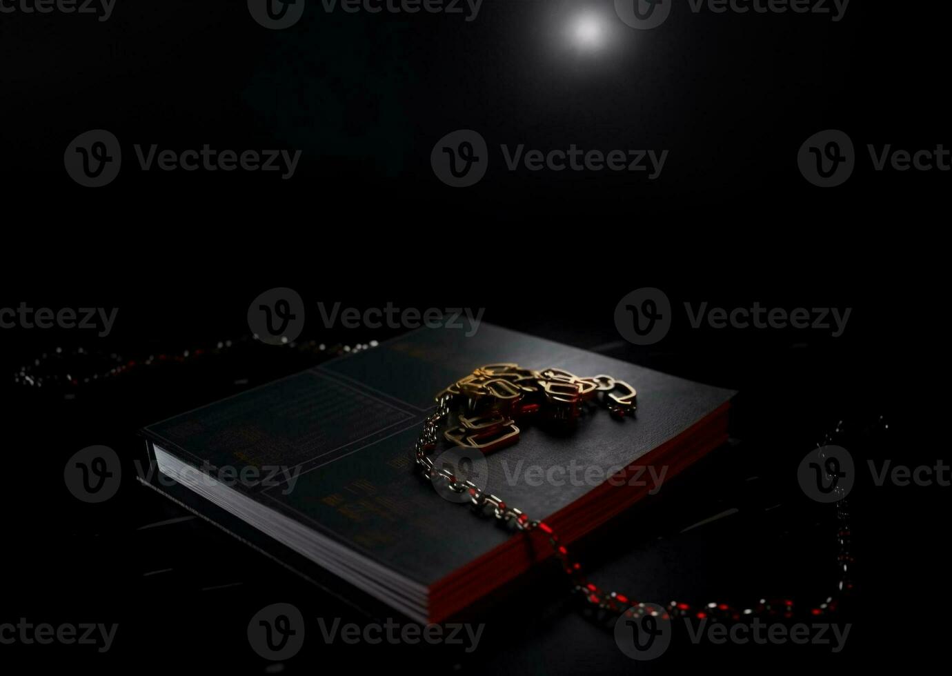 Bank icon, Chained notebook at the cinema at night full. AI Generative. photo