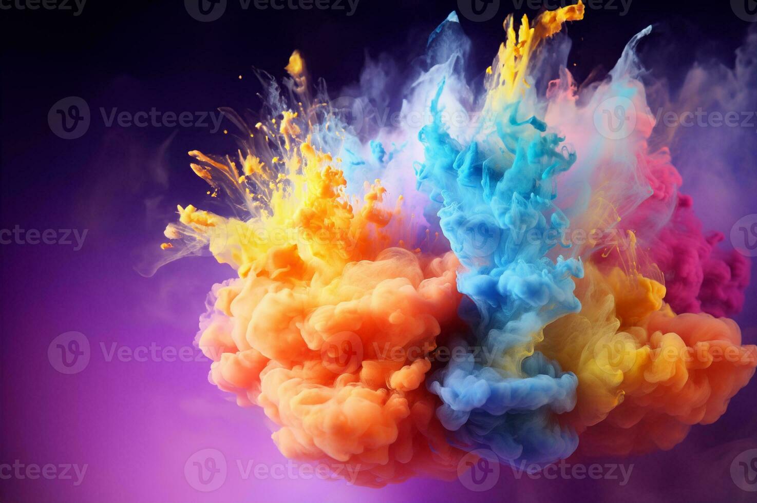 Smoke cloud design element on black background. Generative AI. photo