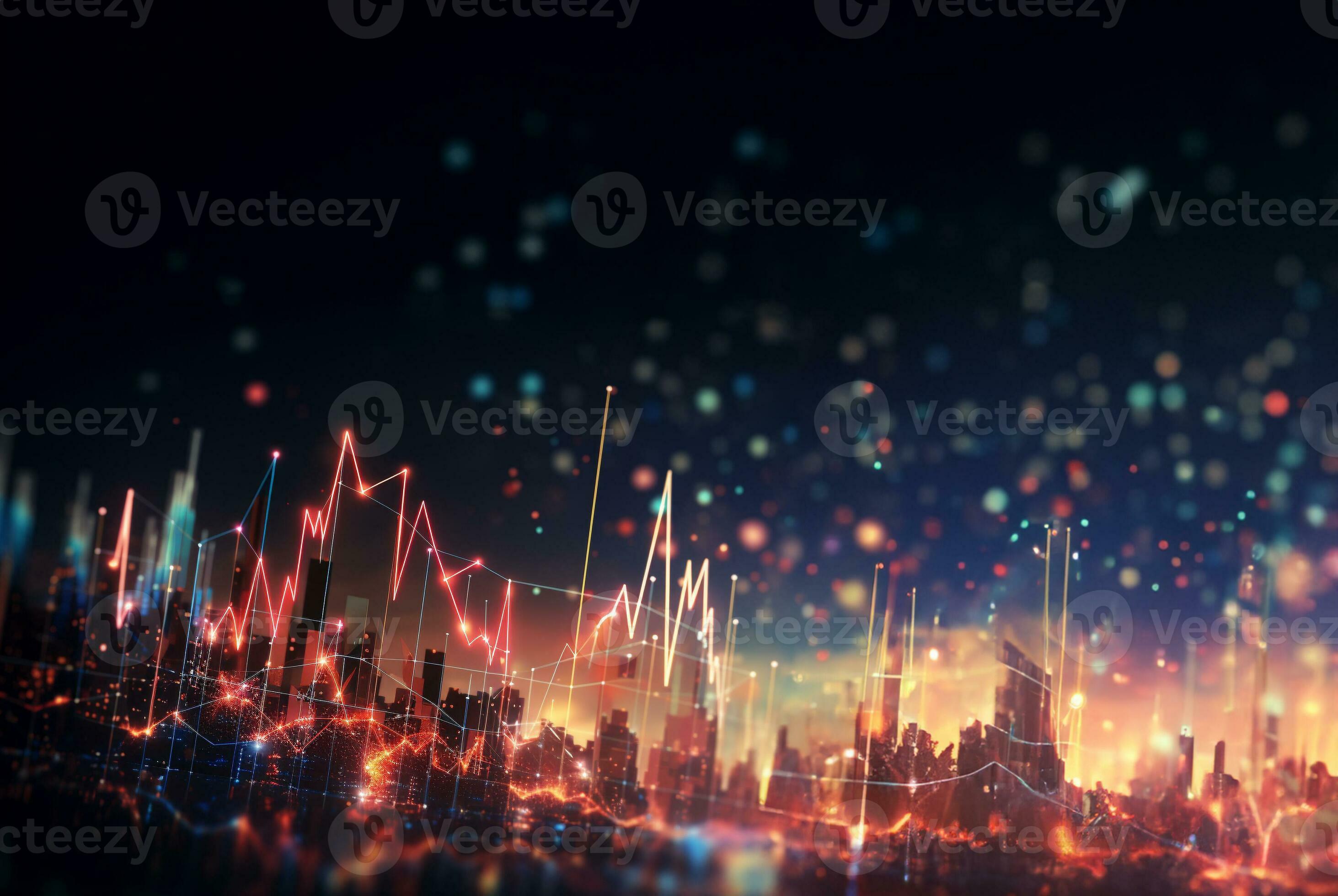 Stock market or forex trading charts and candlestick chart. Generative