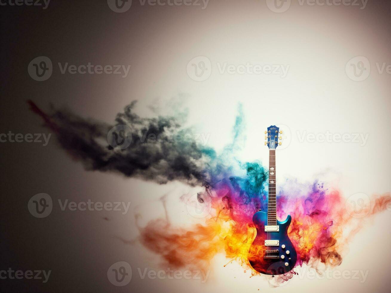 Acoustic guitar in fire and water high resolution acoustic guitar in fire and water Illustration for guitar concert poster. photo