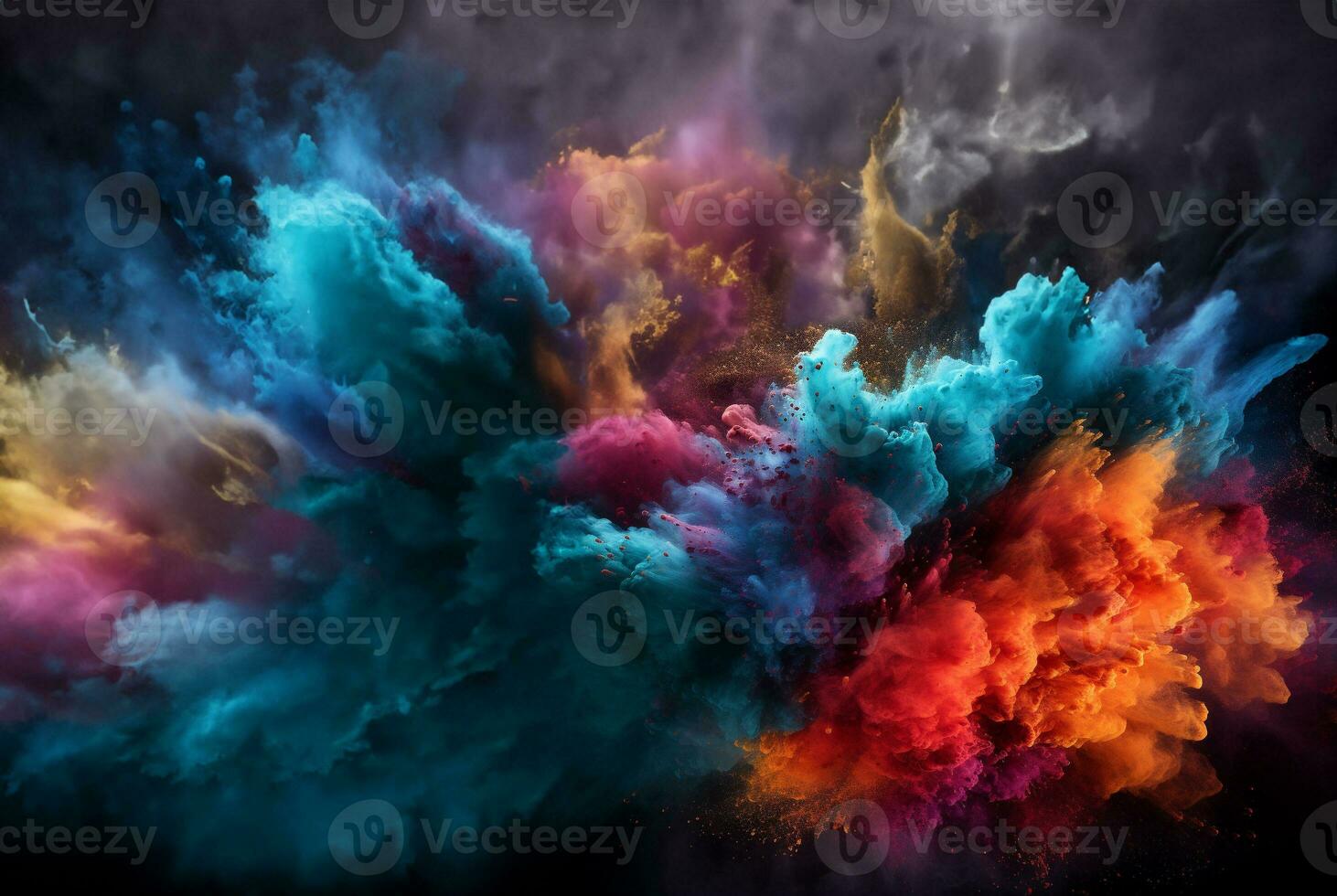 Smoke cloud design element on black background. Generative AI. photo
