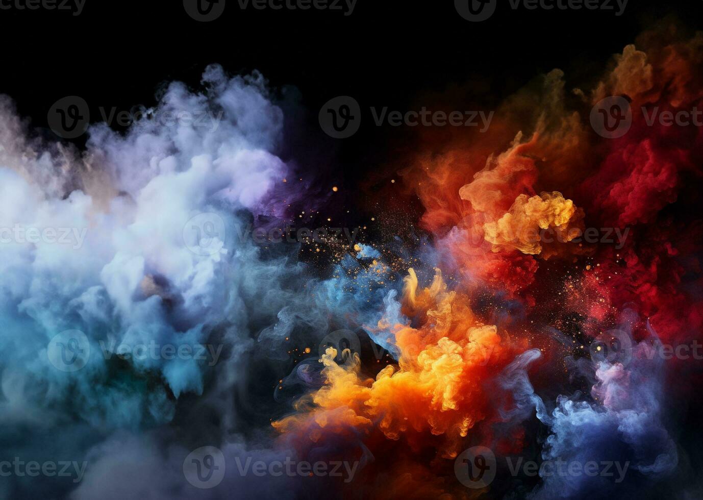 Smoke cloud design element on black background. Generative AI. photo