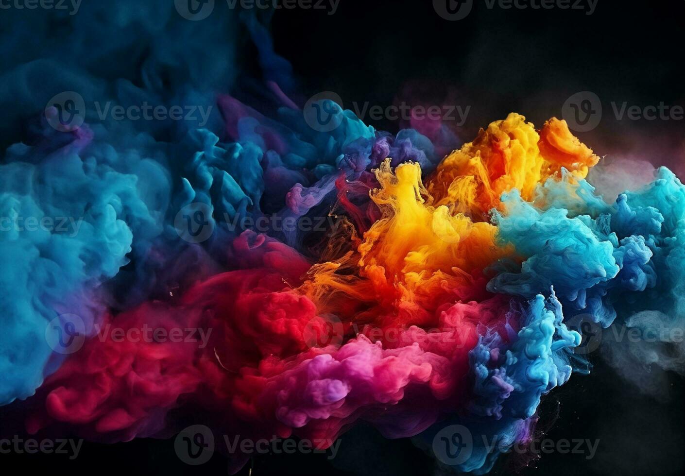 Smoke cloud design element on black background. Generative AI. photo