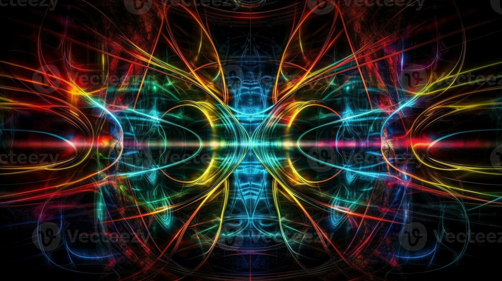 Neon lights abstract background HDR. AI Generative. photo