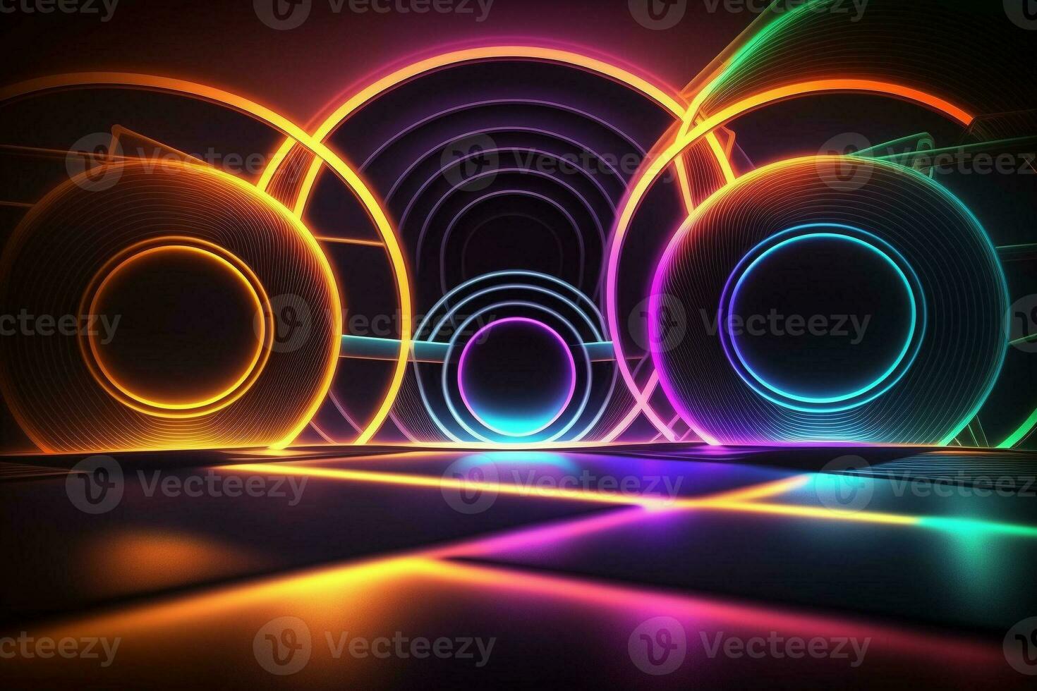 Neon lights abstract background HDR. AI Generative. photo