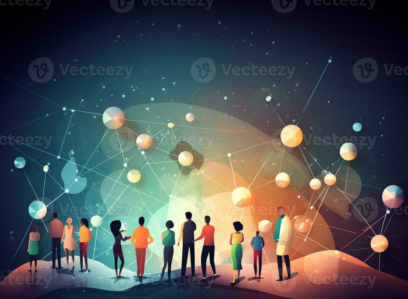 Social network connection concept community. Generative AI. photo