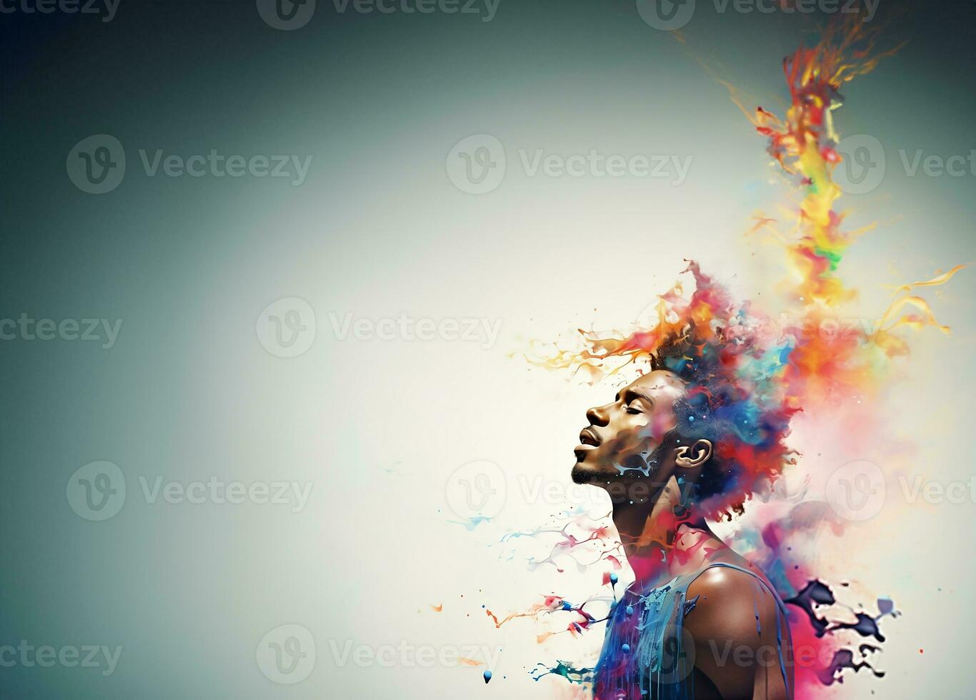 Beautiful abstract portrait of a handsome man. Generative AI. photo