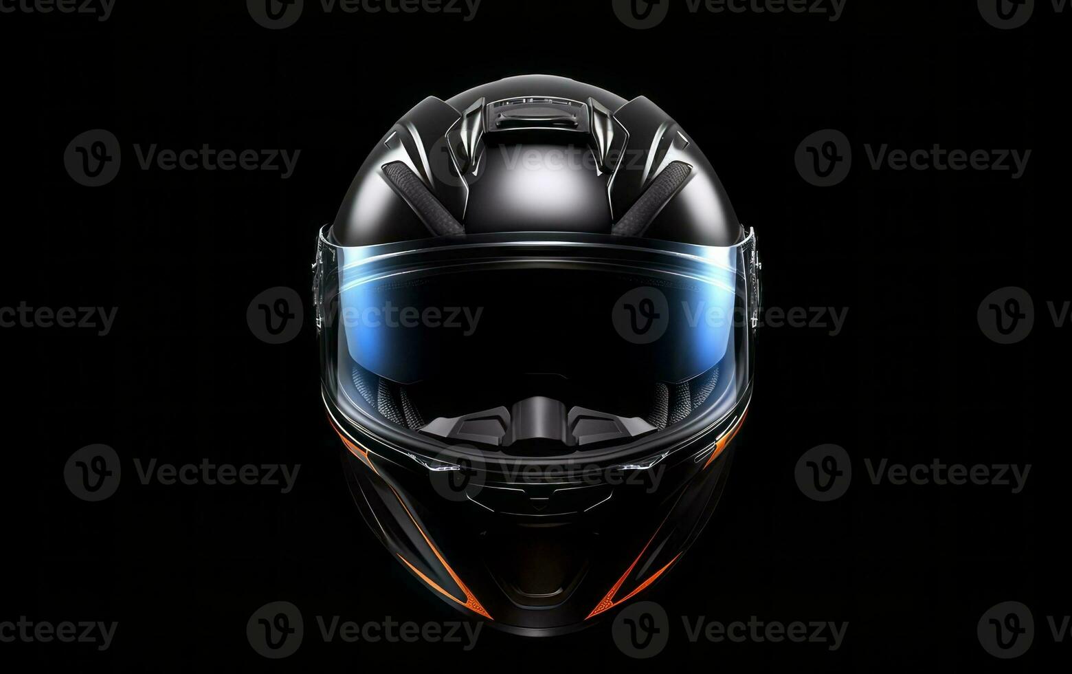 Motorbike helmet, emphasizing its durable construction, protective visor, ideal for safety-focused campaigns and advertisements targeting motorcycle enthusiasts and riders. Generative AI photo