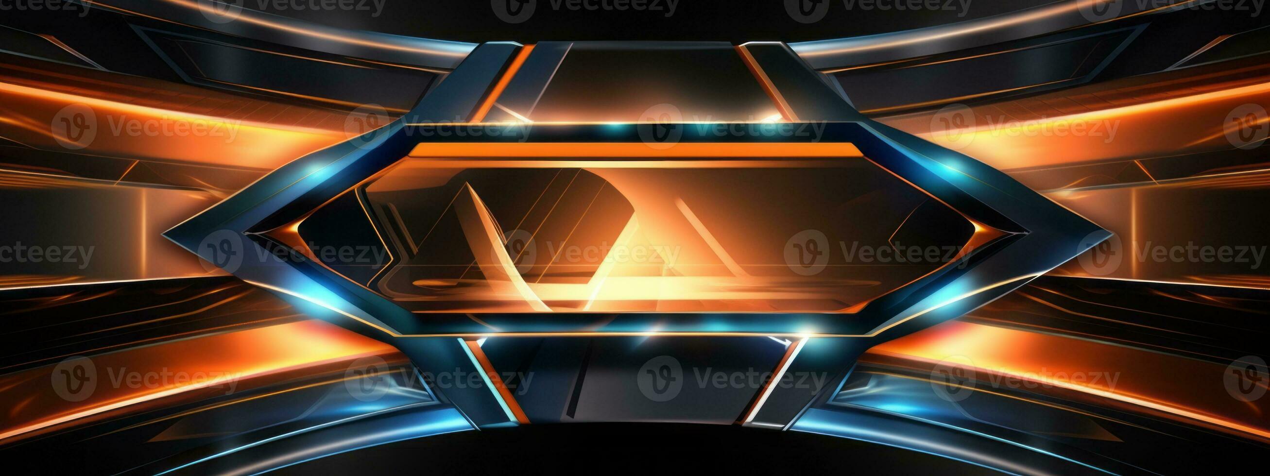 An abstract representation of futuristic technology with sleek lines, gradients, and metallic elements, giving web banner a cutting-edge look. Generative AI photo