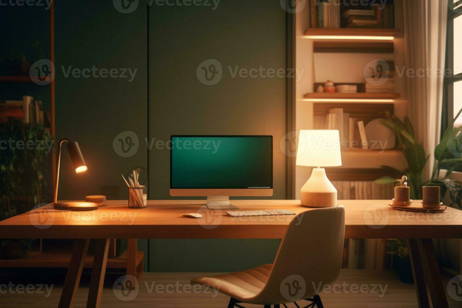 Minimalist and clutter-free workspace with clean lines, natural materials, and a calm color palette, inspiring focus and productivity. Generative AI photo