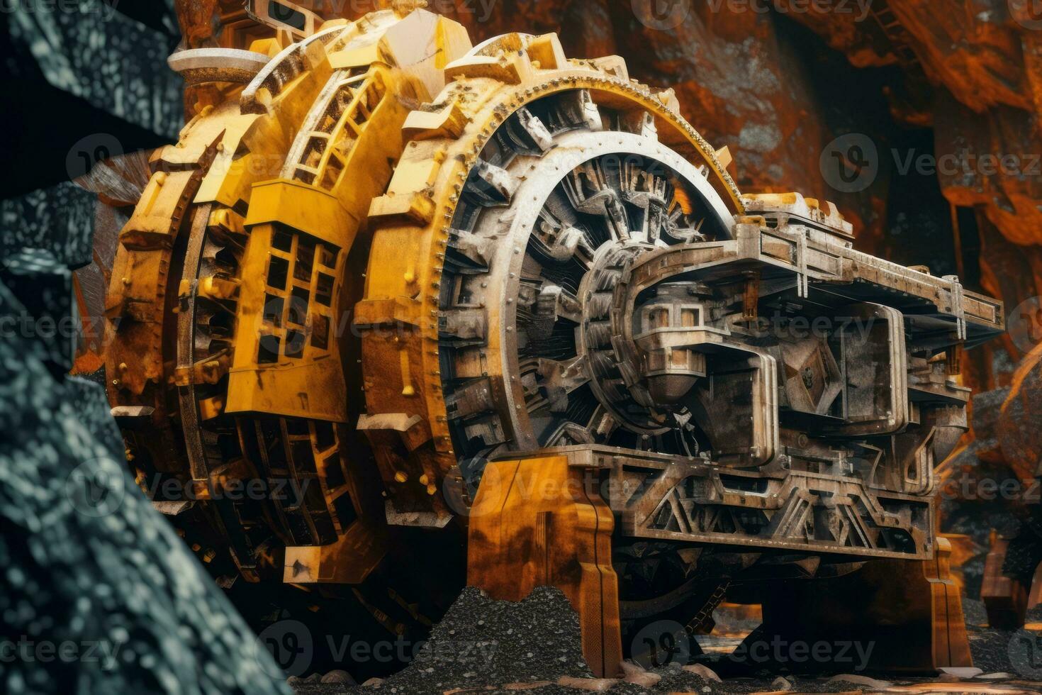 Image showcasing the intricate machinery and processes involved in extracting minerals from raw ore, illustrating the technological advancements in mining operations. Generative AI photo