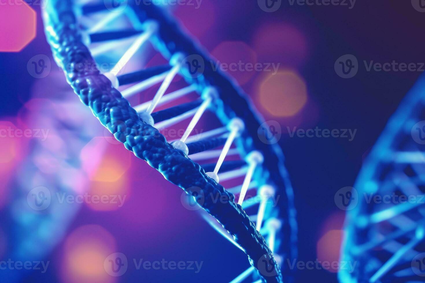 A close-up shot of the iconic double helix structure of DNA, illustrating its intricate and scientific nature. Generative Ai photo