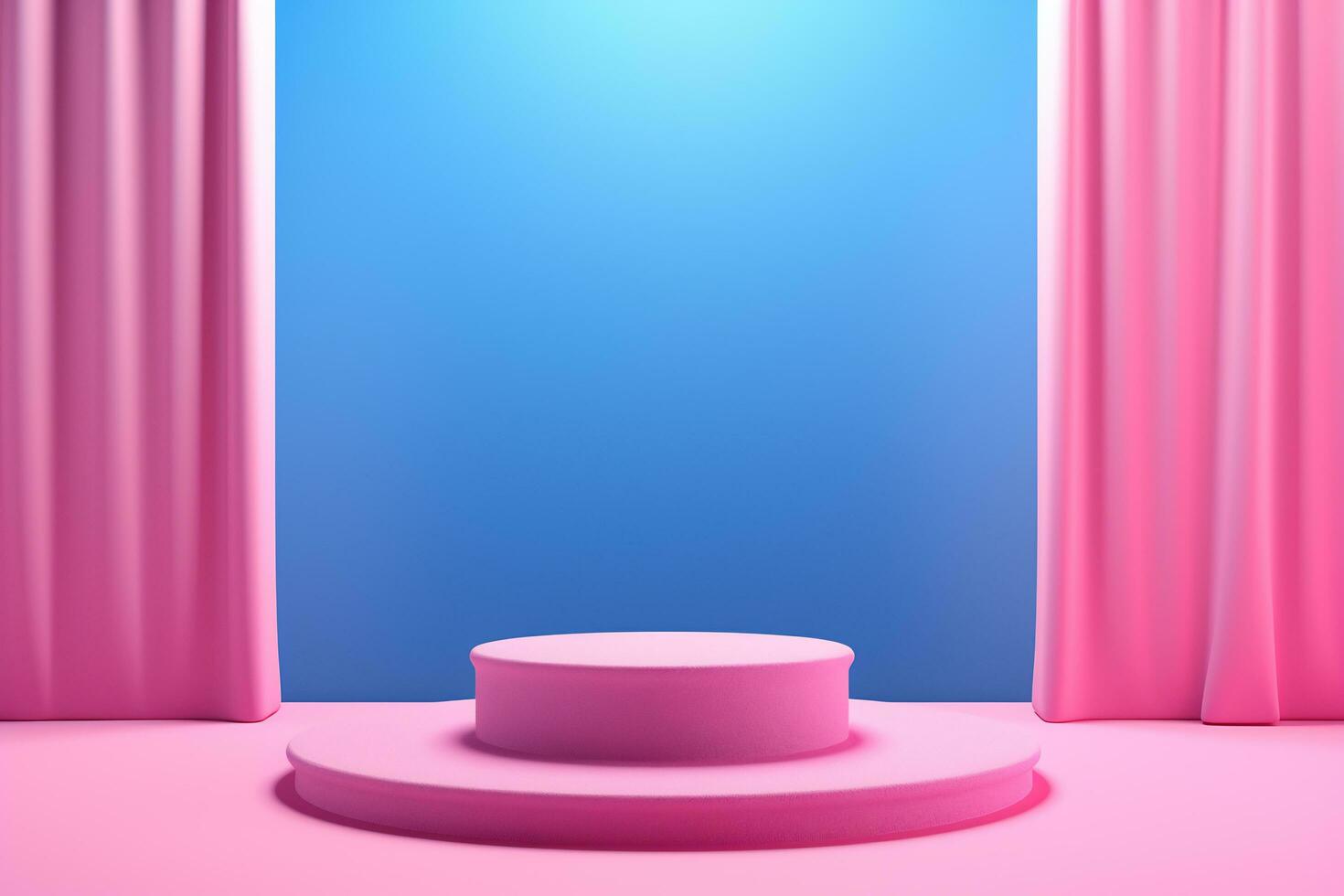 AI Generative Pink product podium on blue background photo
