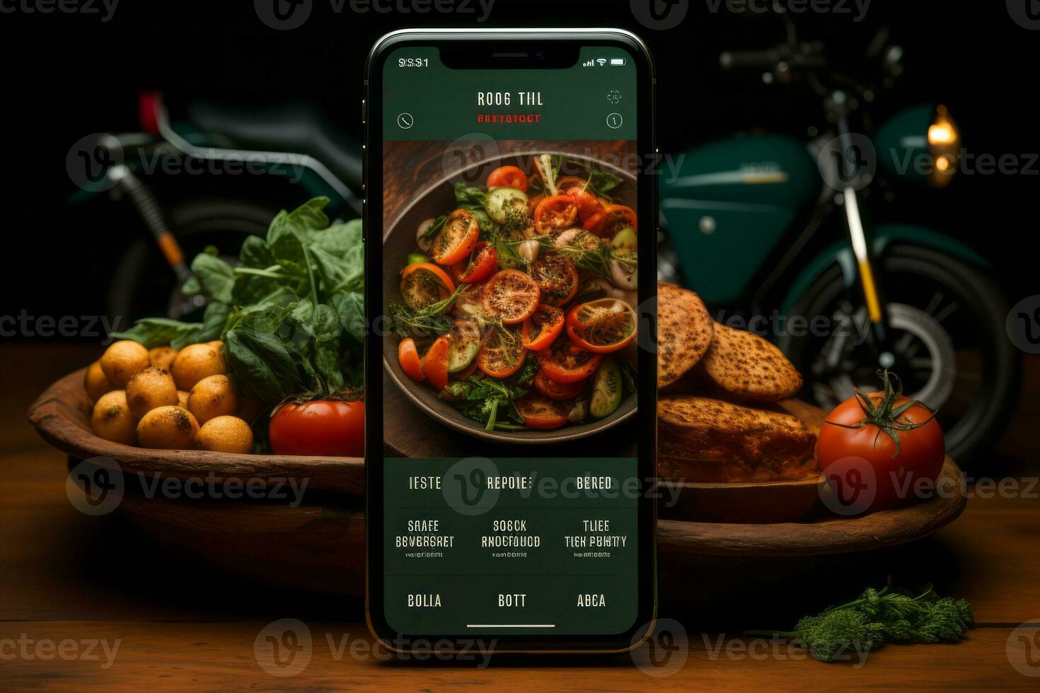 Food delivery services shopping online with mobile app device on smartphone. Each service is portrayed as efficient and reliable, with a seamless ordering process using mobile apps. Generative AI photo