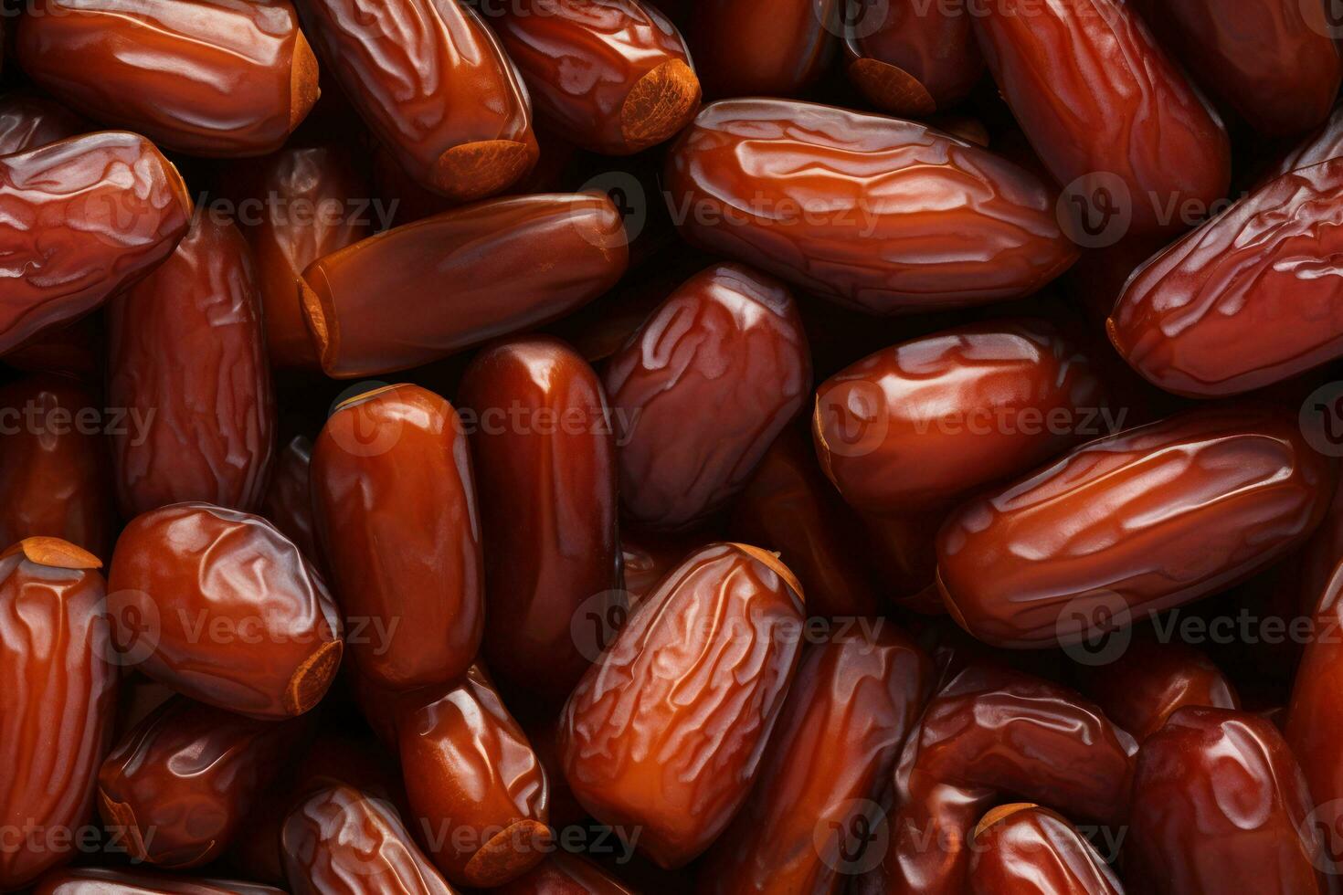 Closeup of tasty sweet dried dates, top view, seamless pattern. Generative Ai photo