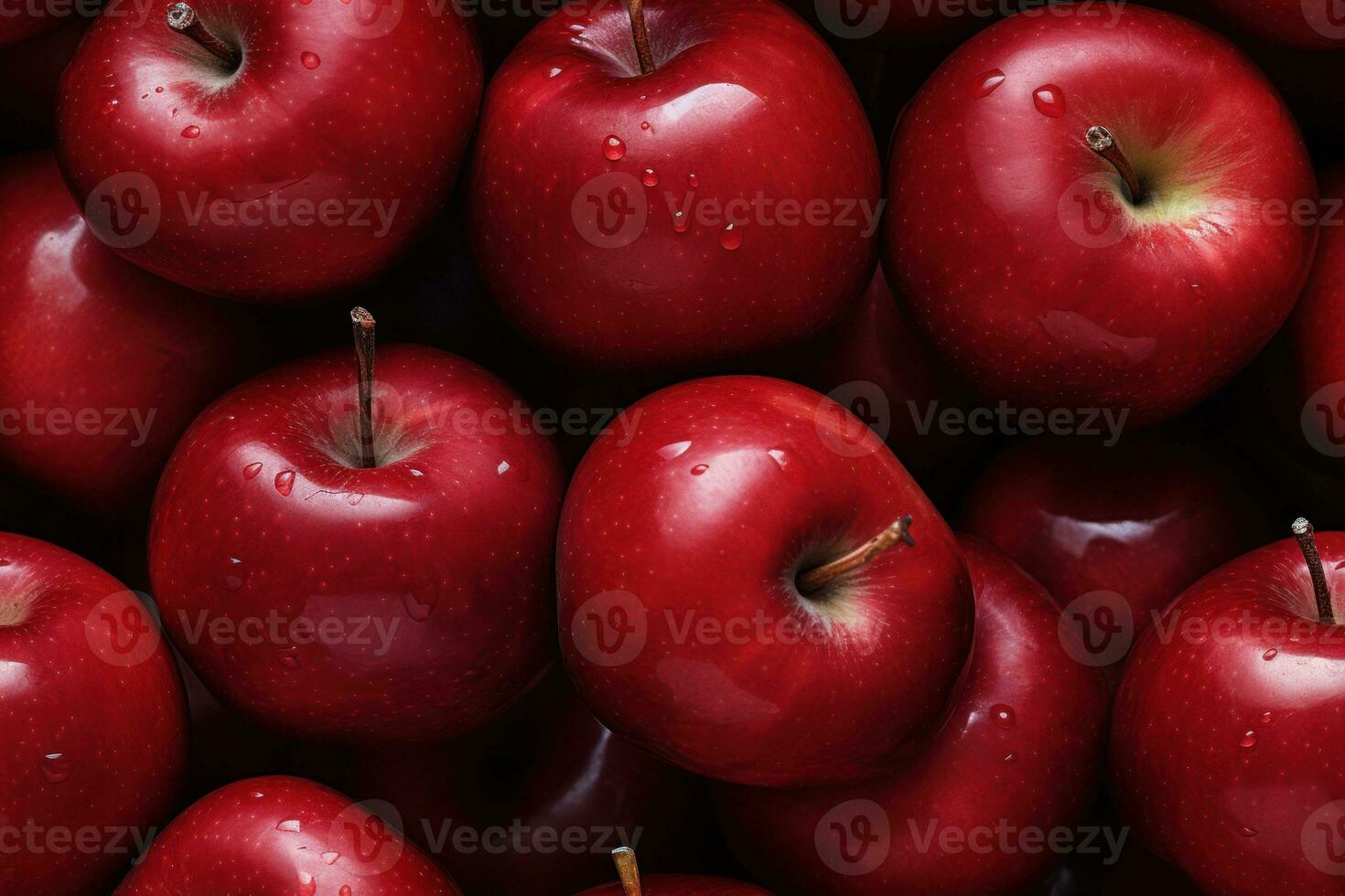 Close up of fresh red apples , top view, seamless pattern. Generative Ai photo