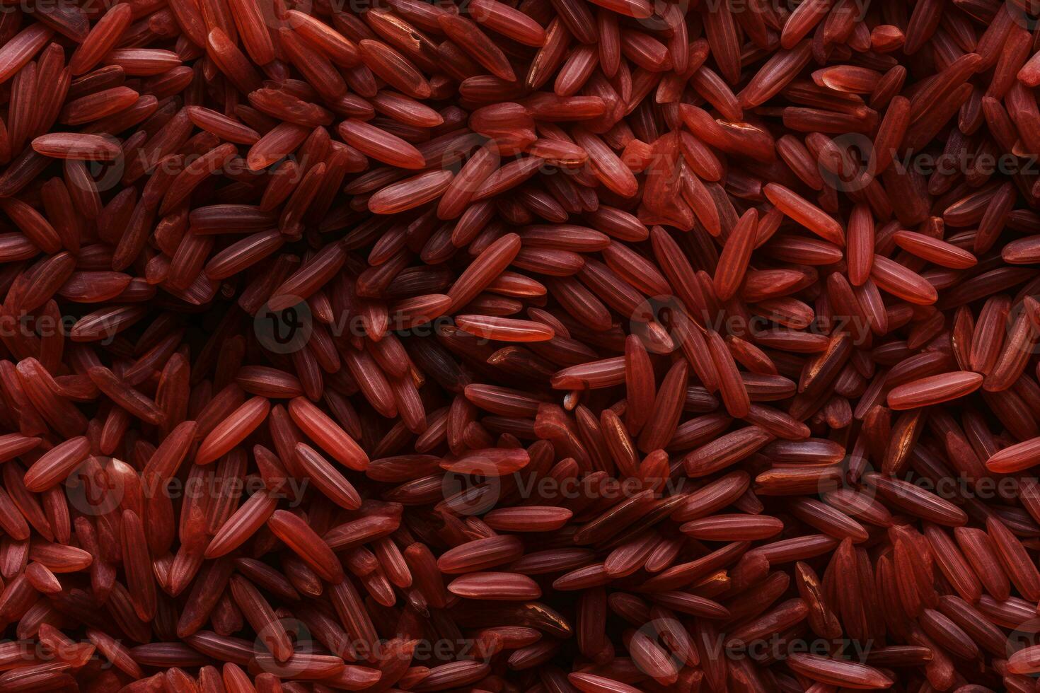 Close up of raw red rice , top view, seamless pattern. Generative Ai photo