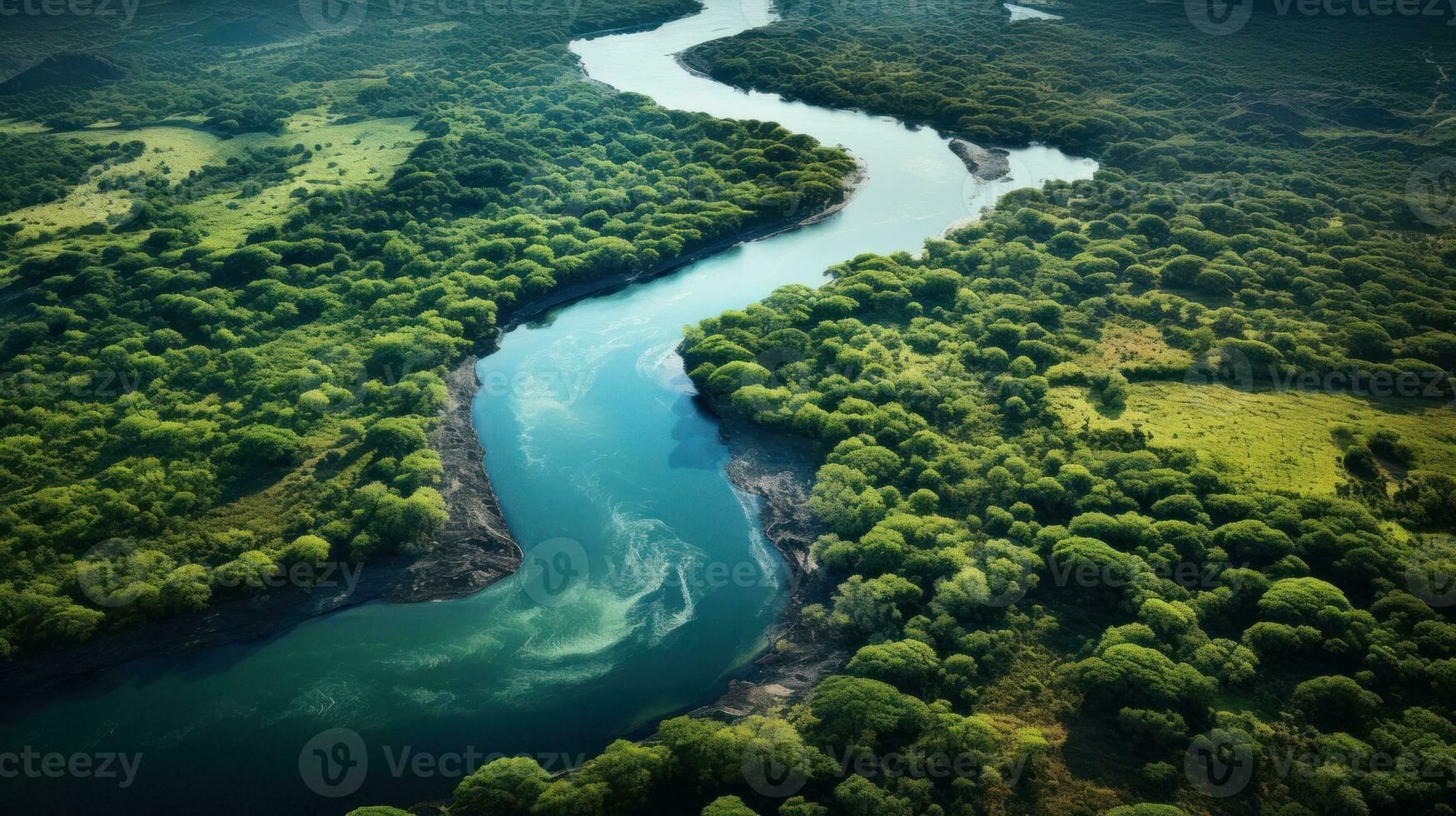 Aerial photograph capturing the winding course of the mighty Zambezi