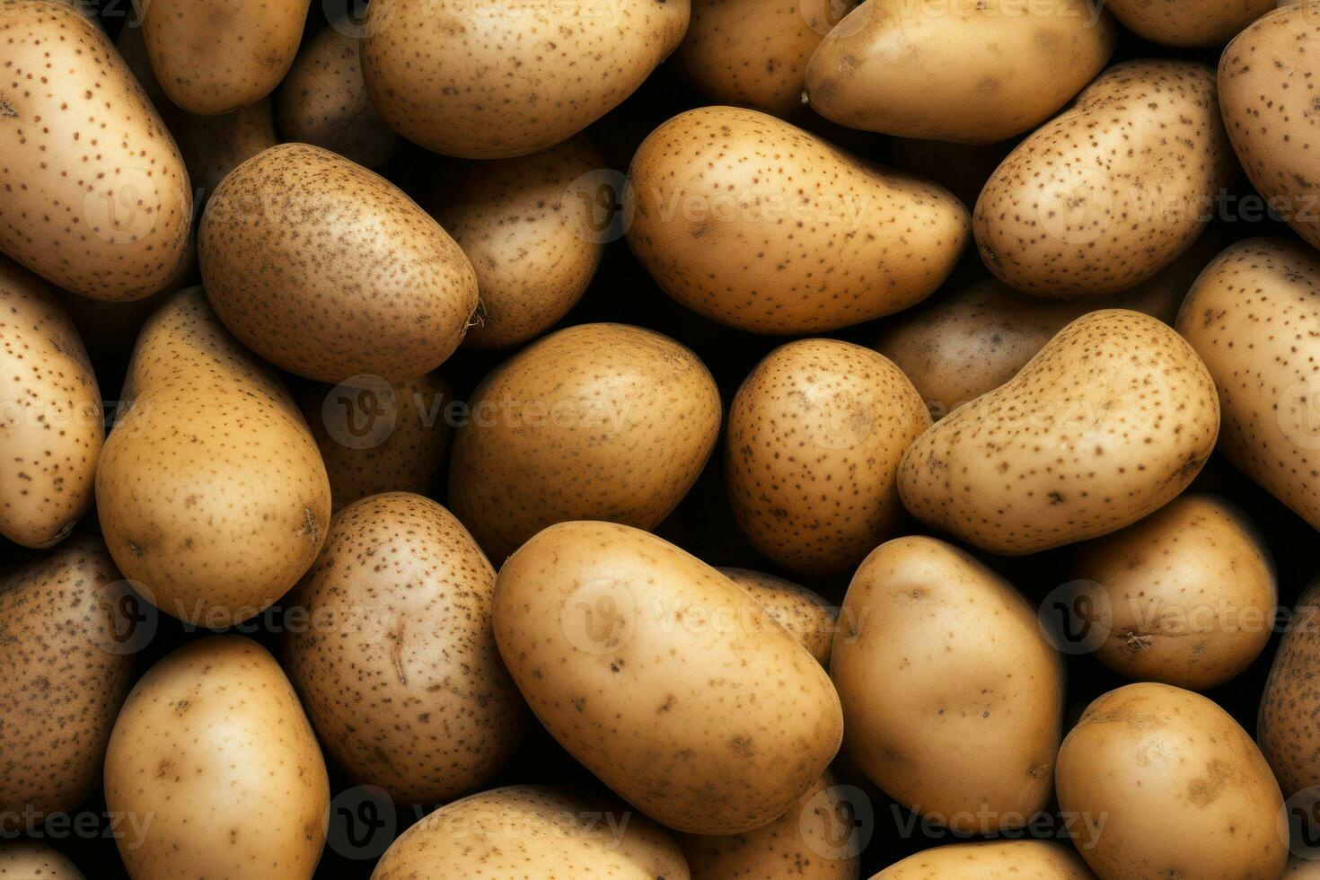 Close up of fresh potatoes , top view, seamless pattern. Generative Ai photo