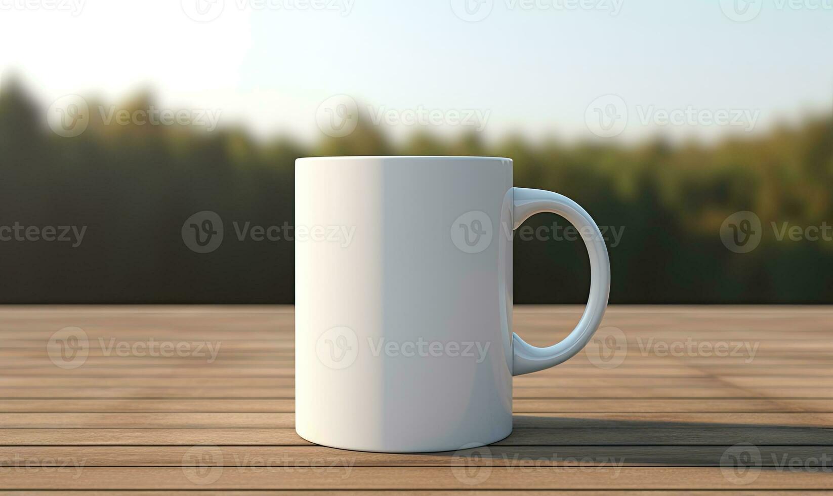 Blank white mug mockup, AI generative photo