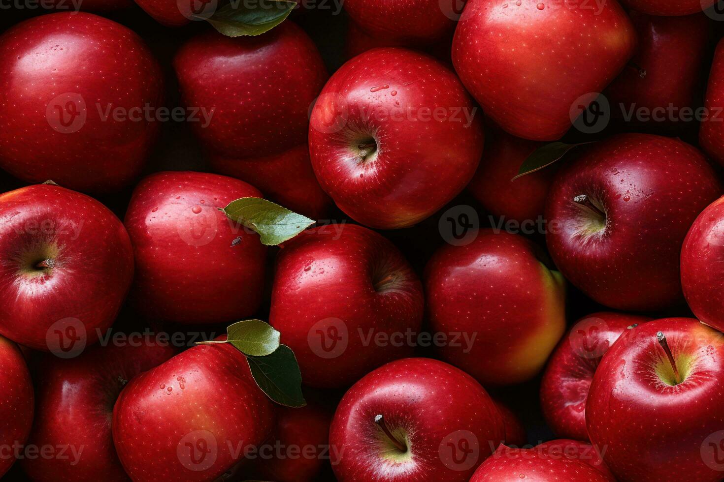 Close up of fresh red apples , top view, seamless pattern. Generative Ai photo